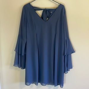 BCBGeneration Womens Large Dusty Blue Lined Dress with Tiered Sleeves